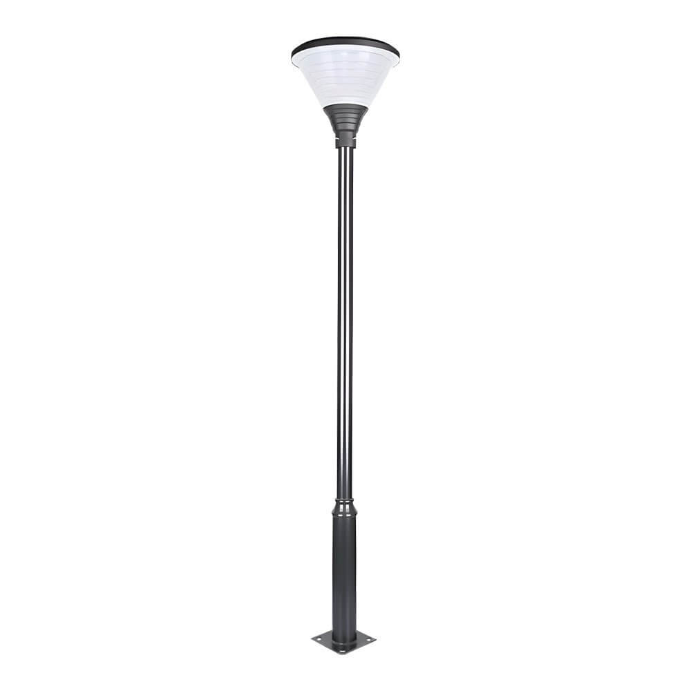 black 1 light round solar led outdoor lamp post