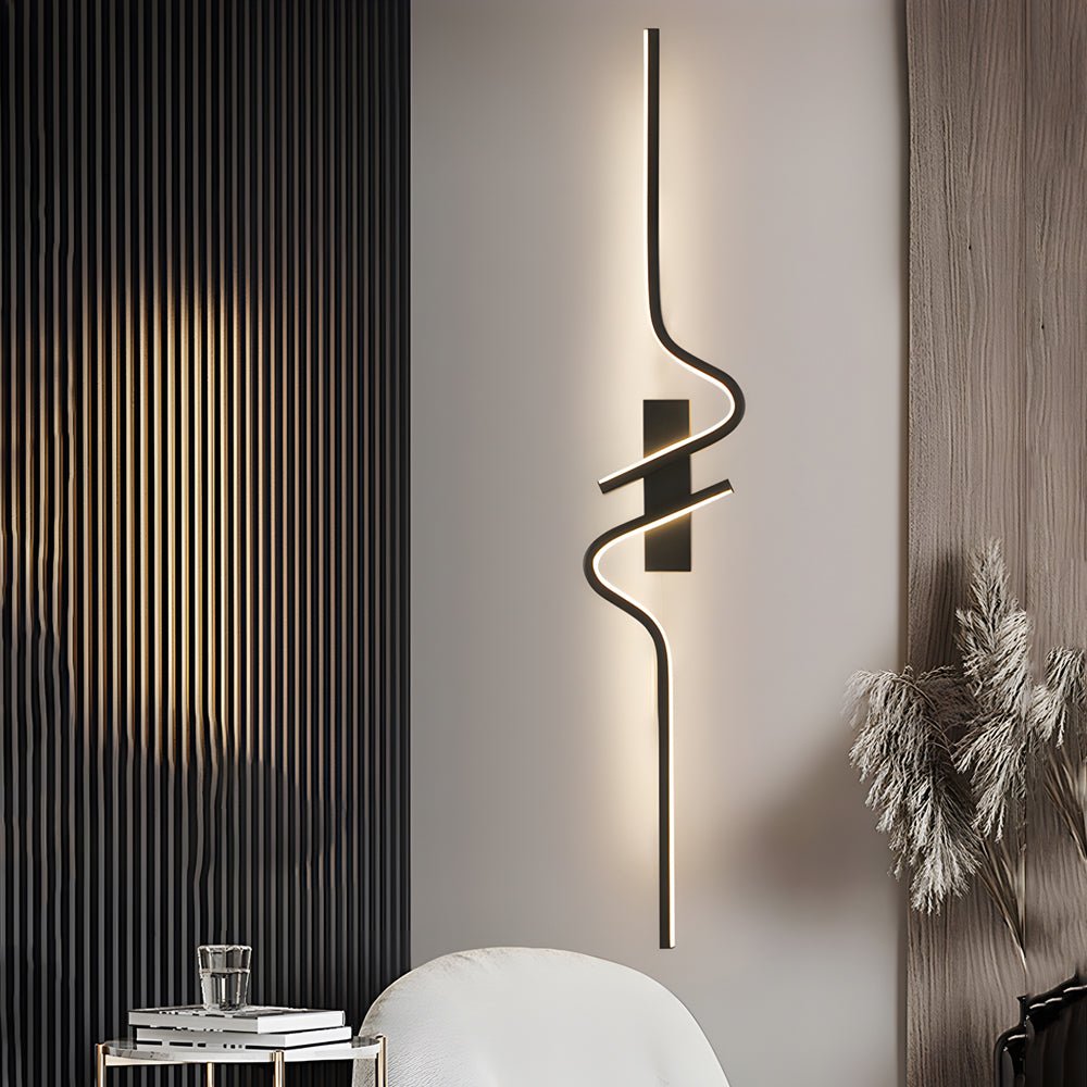 black aluminum led wall lamp with minimalist long wave design