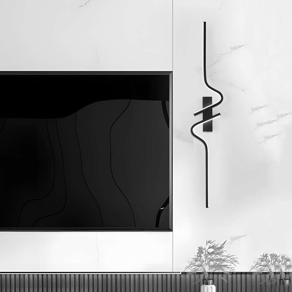 black aluminum led wall lamp with minimalist long wave design