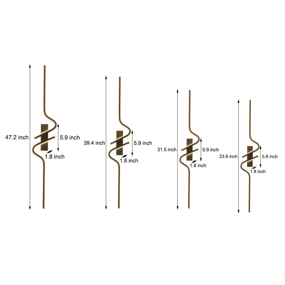 black aluminum led wall lamp with minimalist long wave design