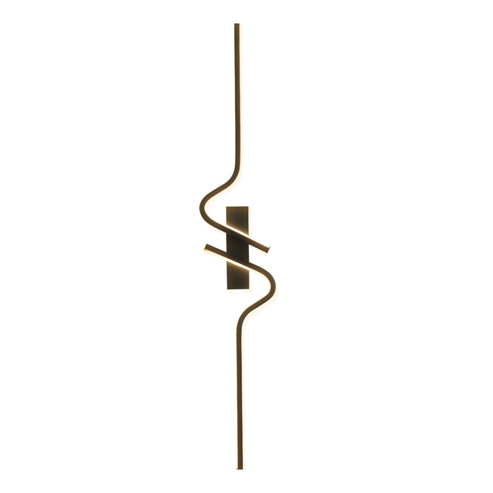 black aluminum led wall lamp with minimalist long wave design