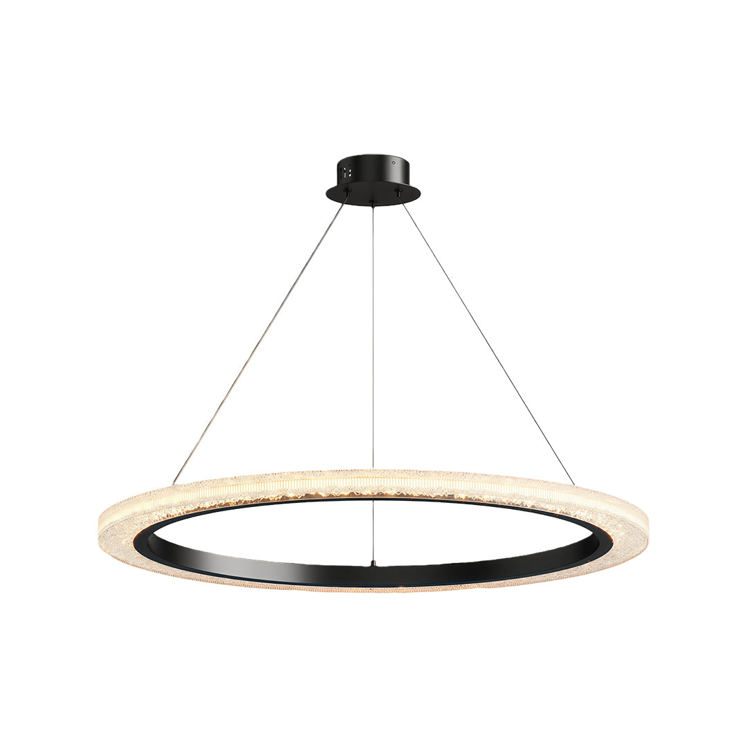 Round Ring Chandelier — Aluminum & Acrylic, 23.6"–31.5", Single/Double/Triple, Three-Color Dimming, Copper/Nickel/Black