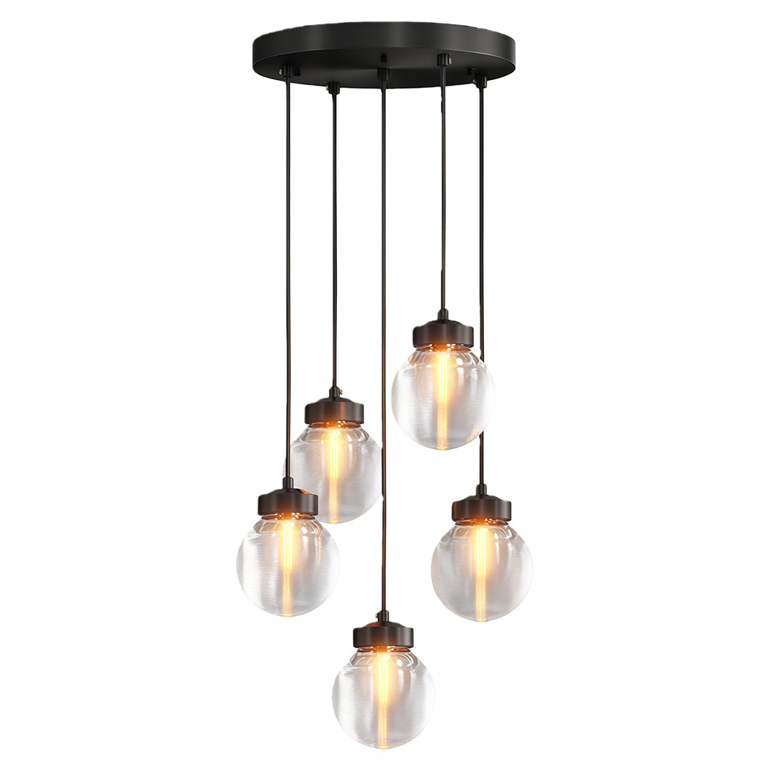 Contemporary Copper Chandelier — Solid Brass Frame, Clear Glass Shades, G9, 1- to 19-Light, Black / Chrome / Copper Finish
