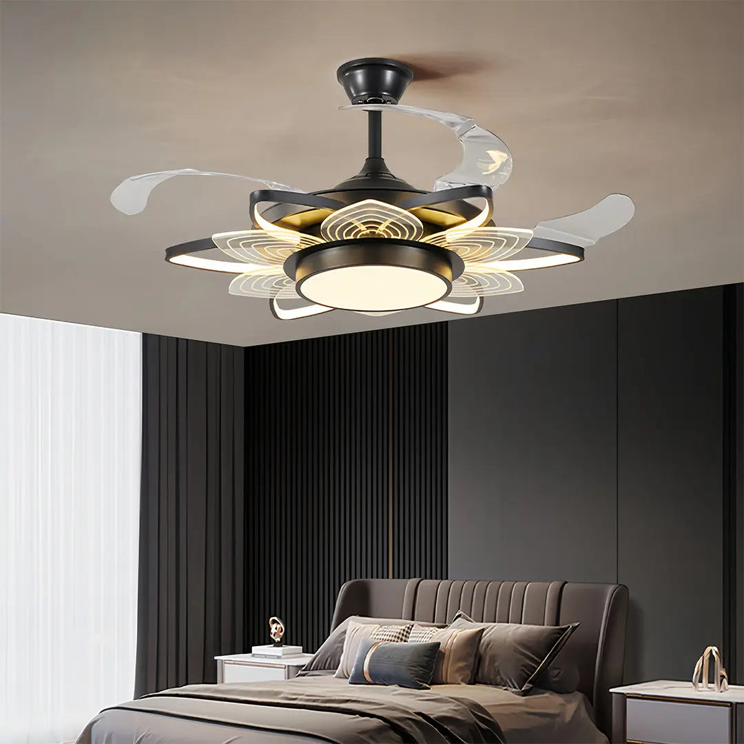 Minimalist Black Modern Ceiling Fan with Light - Iron Body Design Luxe