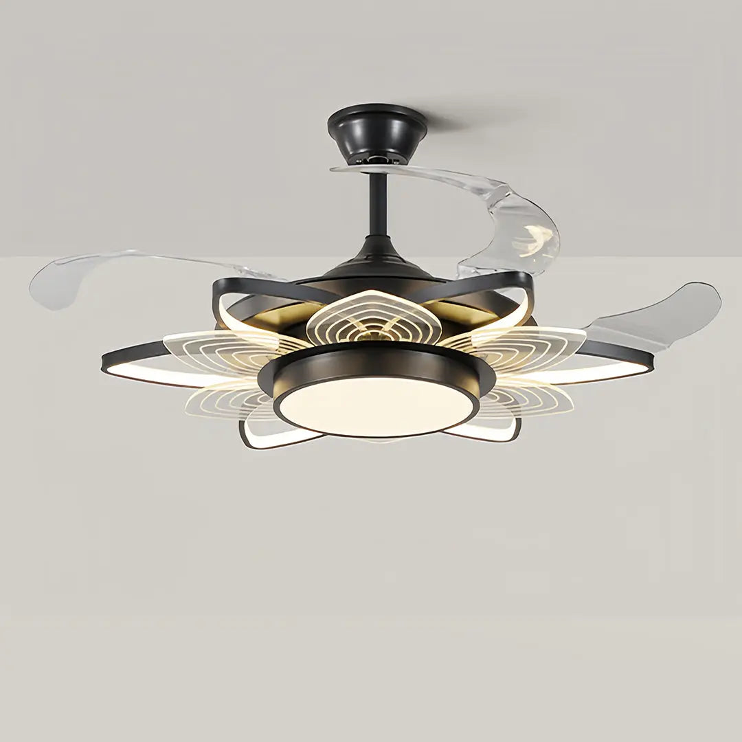 Minimalist Black Modern Ceiling Fan with Light - Iron Body Design Luxe