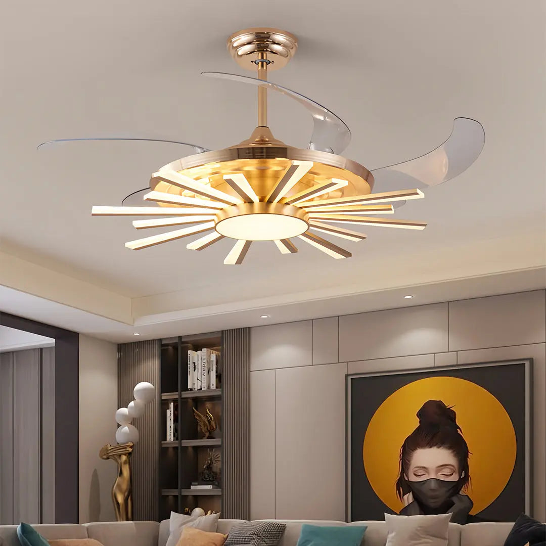 Luxury Multi-Head Iron Body Black Ceiling Fan with Light - Modern Design Luxe
