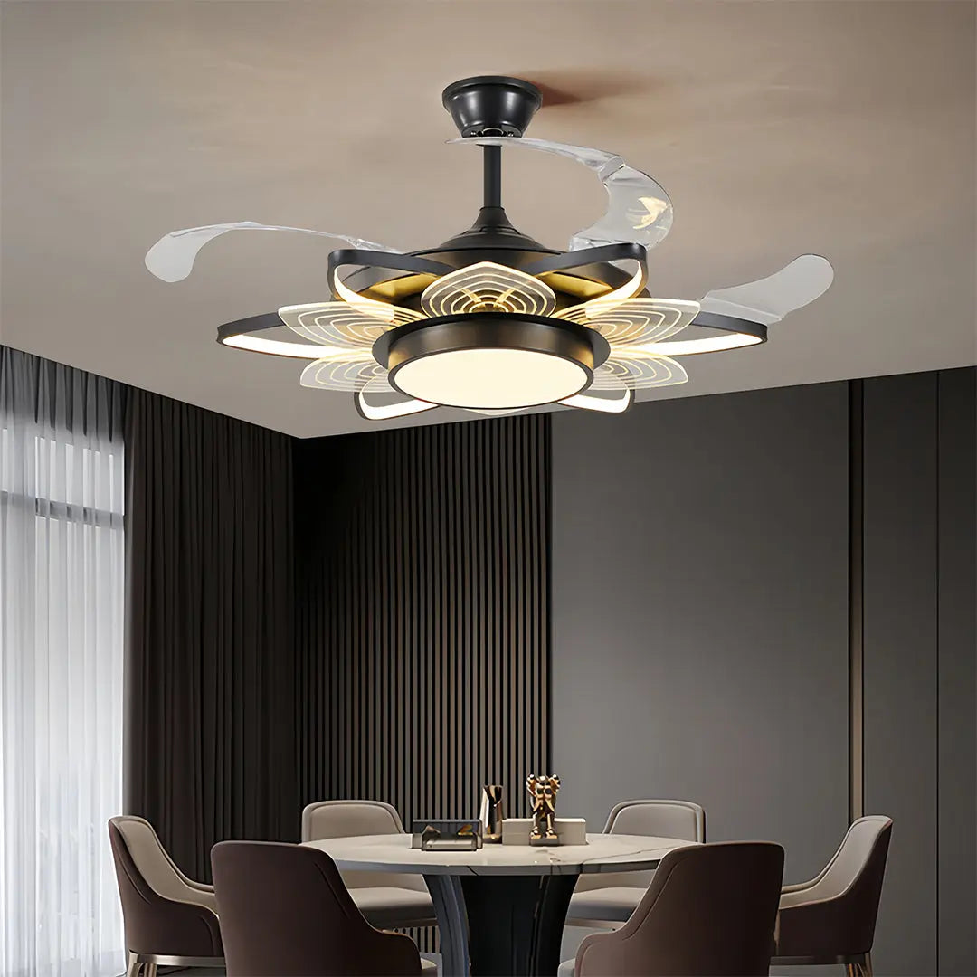 Minimalist Black Modern Ceiling Fan with Light - Iron Body Design Luxe