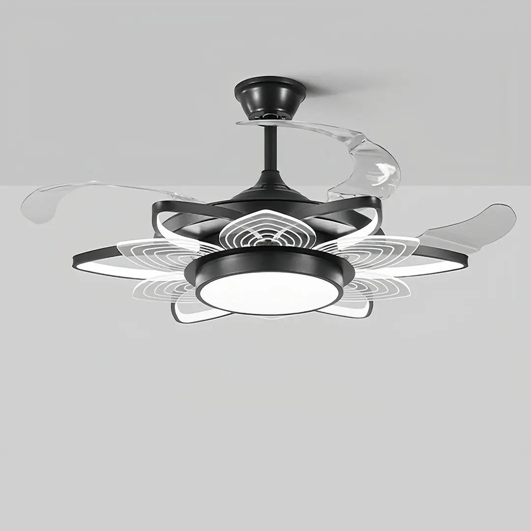 Minimalist Black Modern Ceiling Fan with Light - Iron Body Design Luxe