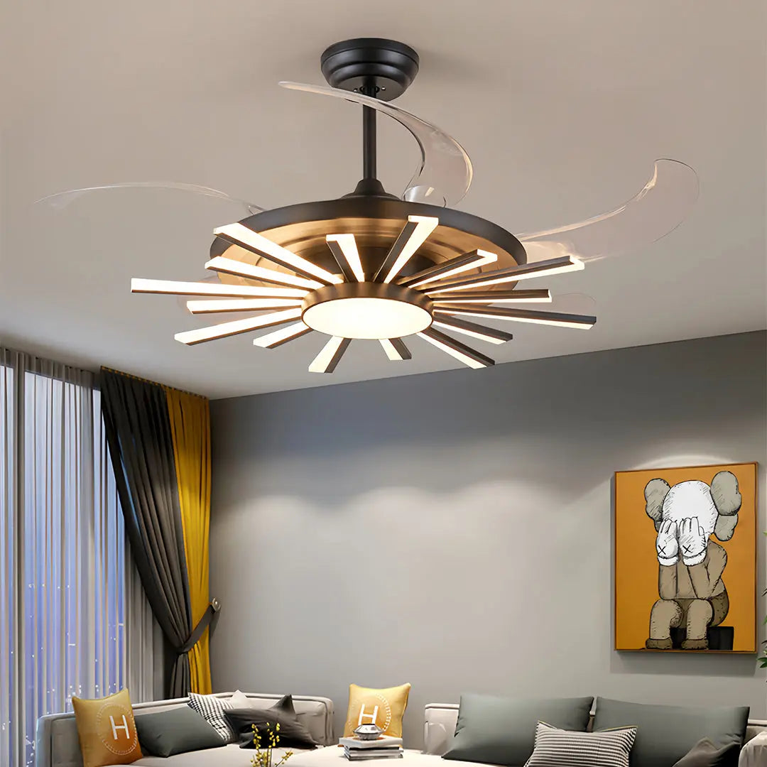 Luxury Multi-Head Iron Body Black Ceiling Fan with Light - Modern Design Luxe