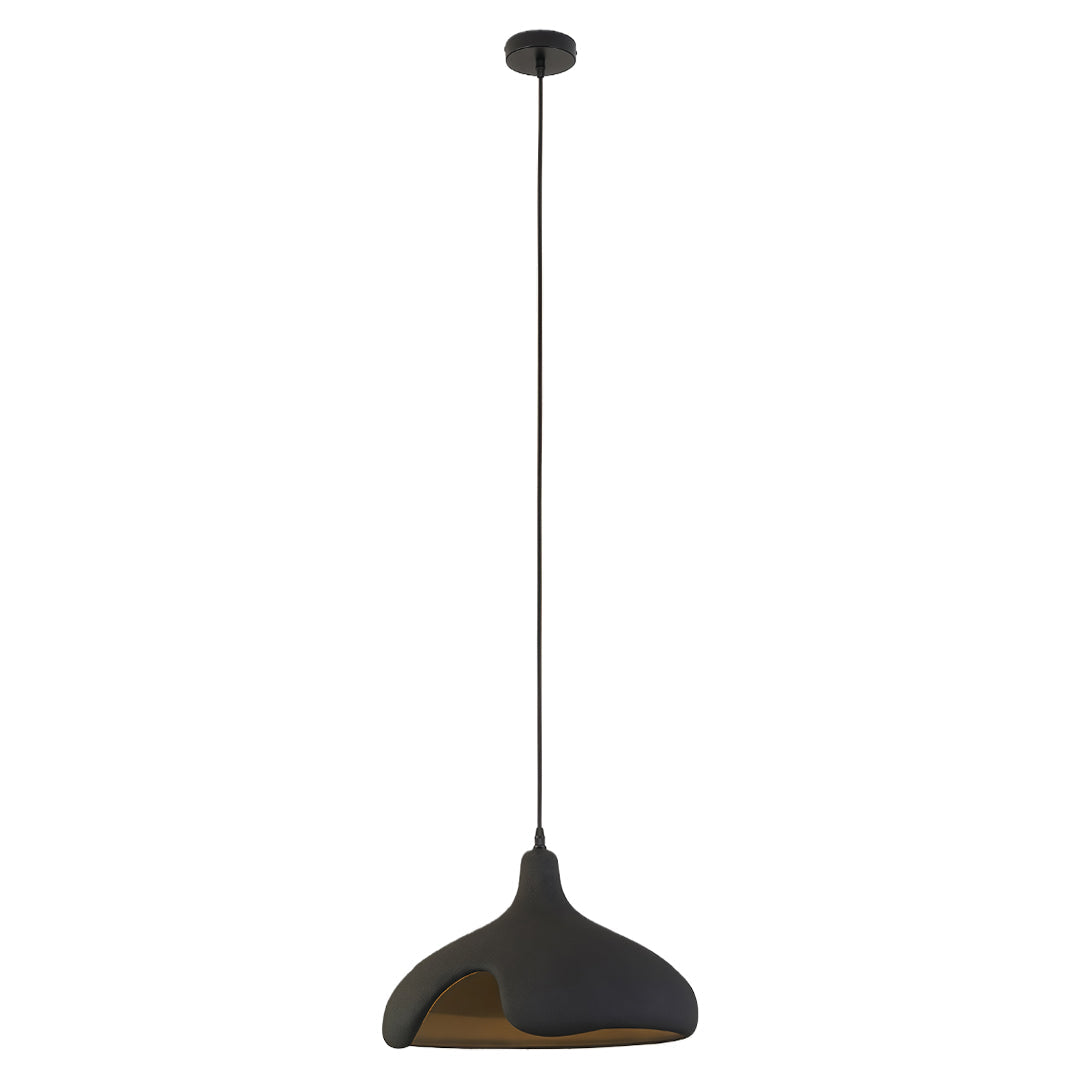 Cement-Look Pendant Light — PS Shade, Metal Frame, E27, 15.75" Wide, Adjustable 59.1" Cord