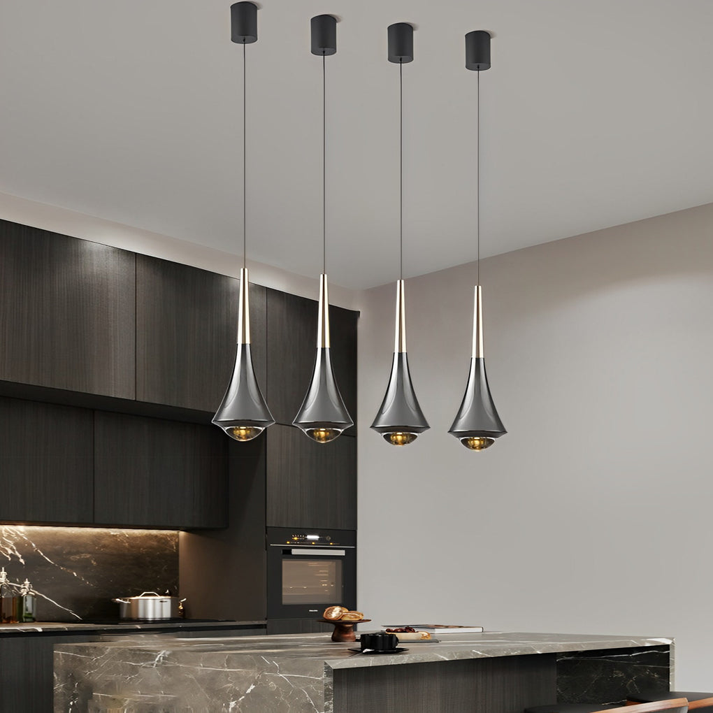 Cone Mini Pendant Light — Aluminum and Glass, 7W LED, 3000K, Adjustable Height, Black / Gold / White