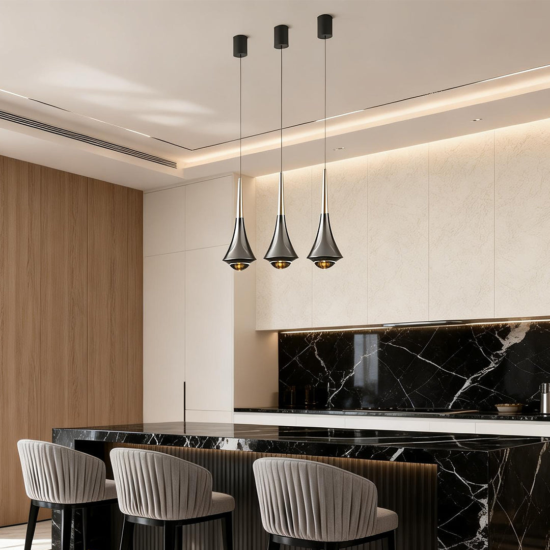 Cone Mini Pendant Light — Aluminum and Glass, 7W LED, 3000K, Adjustable Height, Black / Gold / White