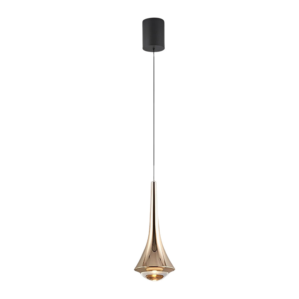 Cone Mini Pendant Light — Aluminum and Glass, 7W LED, 3000K, Adjustable Height, Black / Gold / White