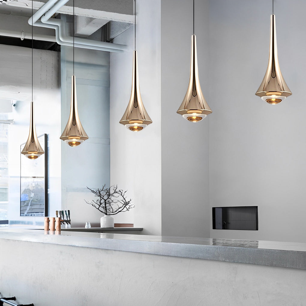 Cone Mini Pendant Light — Aluminum and Glass, 7W LED, 3000K, Adjustable Height, Black / Gold / White