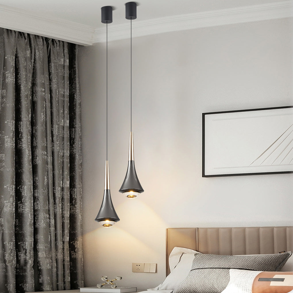 Cone Mini Pendant Light — Aluminum and Glass, 7W LED, 3000K, Adjustable Height, Black / Gold / White