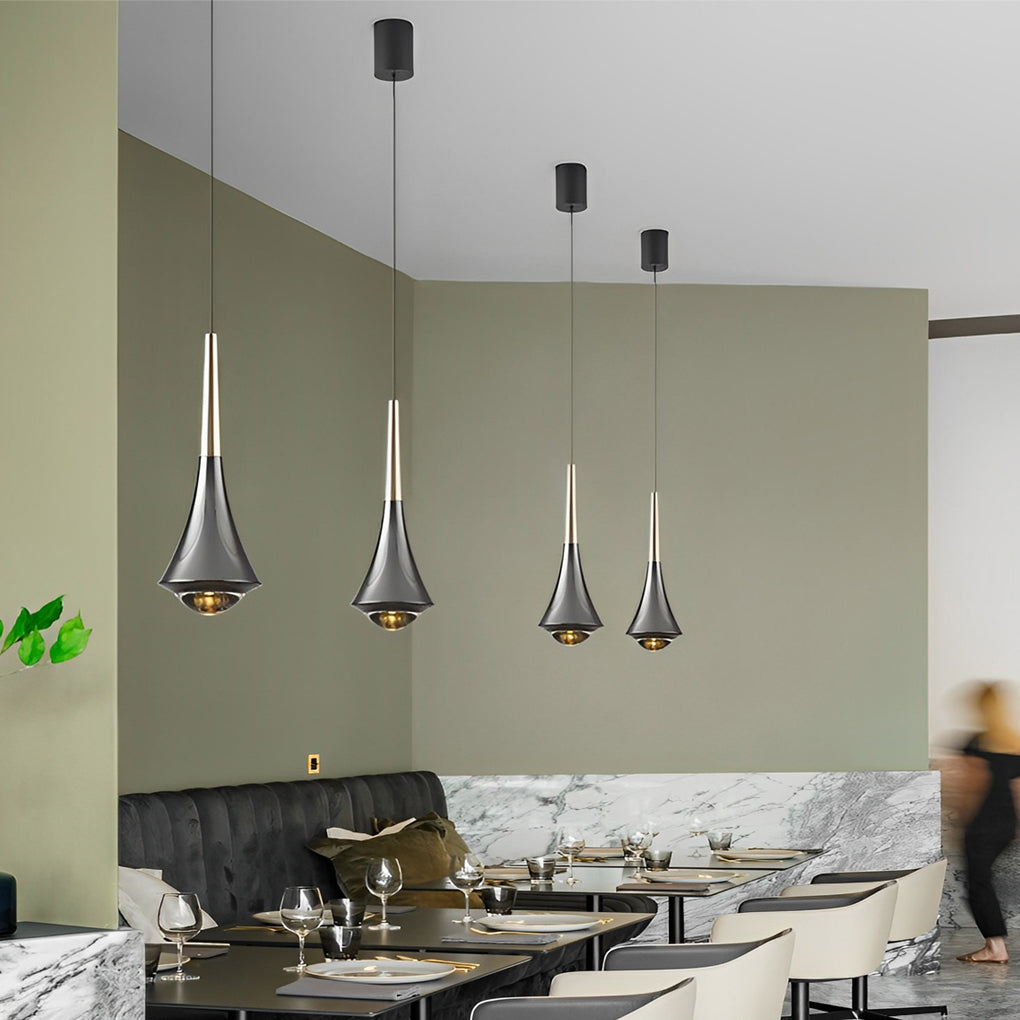 Cone Mini Pendant Light — Aluminum and Glass, 7W LED, 3000K, Adjustable Height, Black / Gold / White