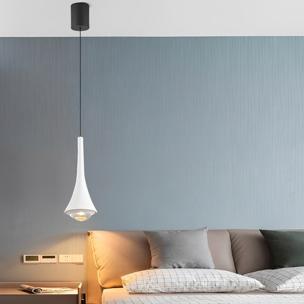 Cone Mini Pendant Light — Aluminum and Glass, 7W LED, 3000K, Adjustable Height, Black / Gold / White