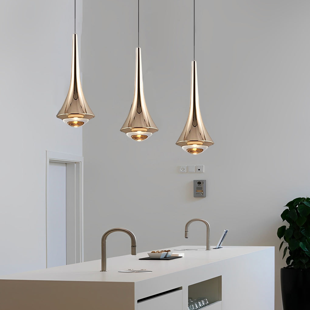 Cone Mini Pendant Light — Aluminum and Glass, 7W LED, 3000K, Adjustable Height, Black / Gold / White