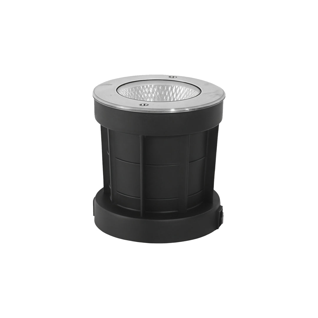 Inground Landscape Step Light — Stainless Steel & Tempered Glass, 12W LED, IP65, Hardwired, 110V, Warm White 3000K