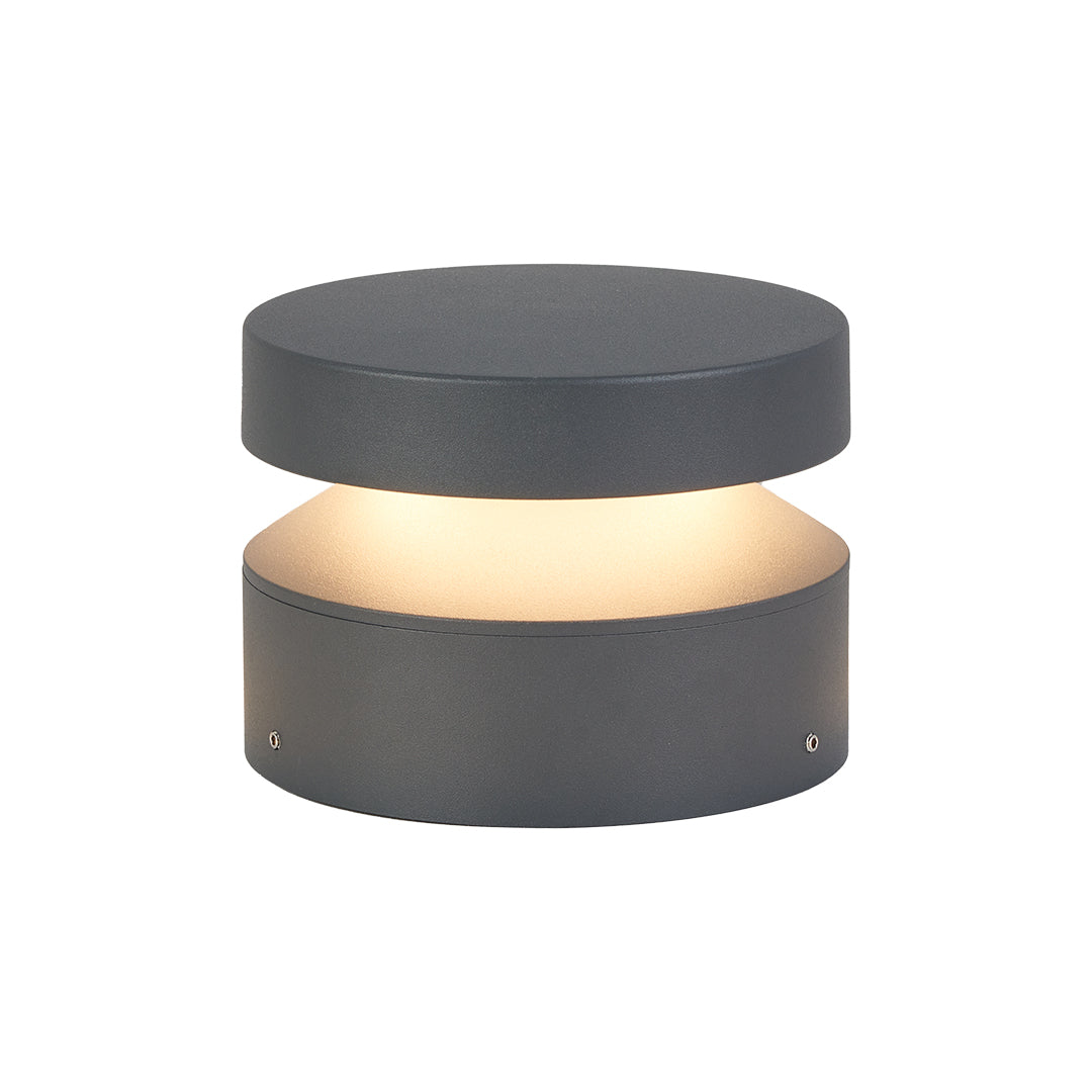 Minimalist Outdoor Bollard Light — Sand-Gray Aluminum and Glass, 12W LED, 3000K, IP65 Weatherproof, Hardwired, 110V