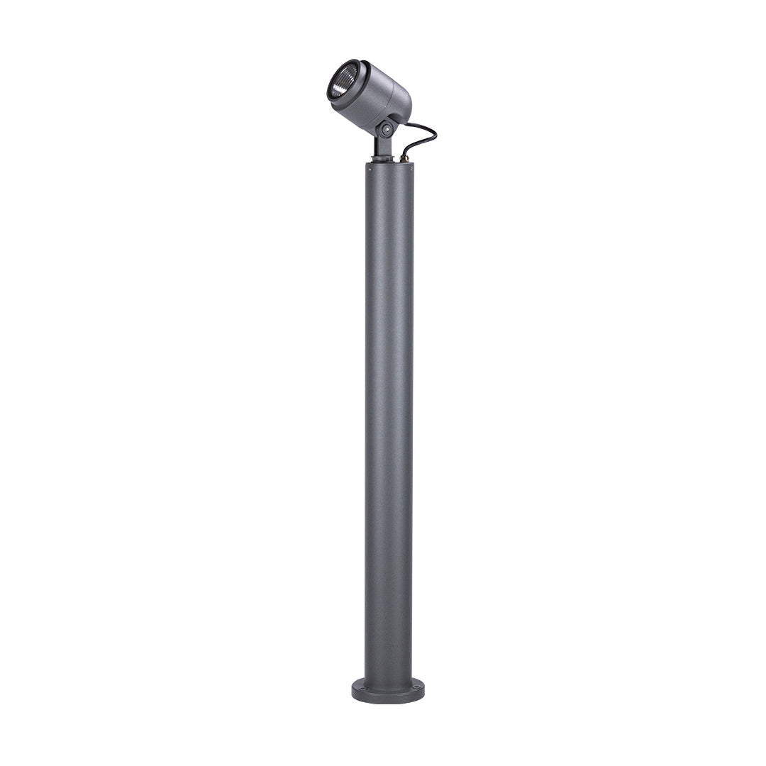 Minimalist LED Garden Spotlight — Die-Cast Aluminum, Sand Gray, OSRAM 6W or CREE 12W, 3000K, IP65, 39" Hardwired Ground Mount