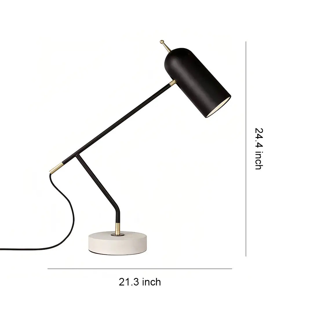 Elegant Modern Black Desk Lamp with Marble Base - Minimalist Office Reading Light Luxe