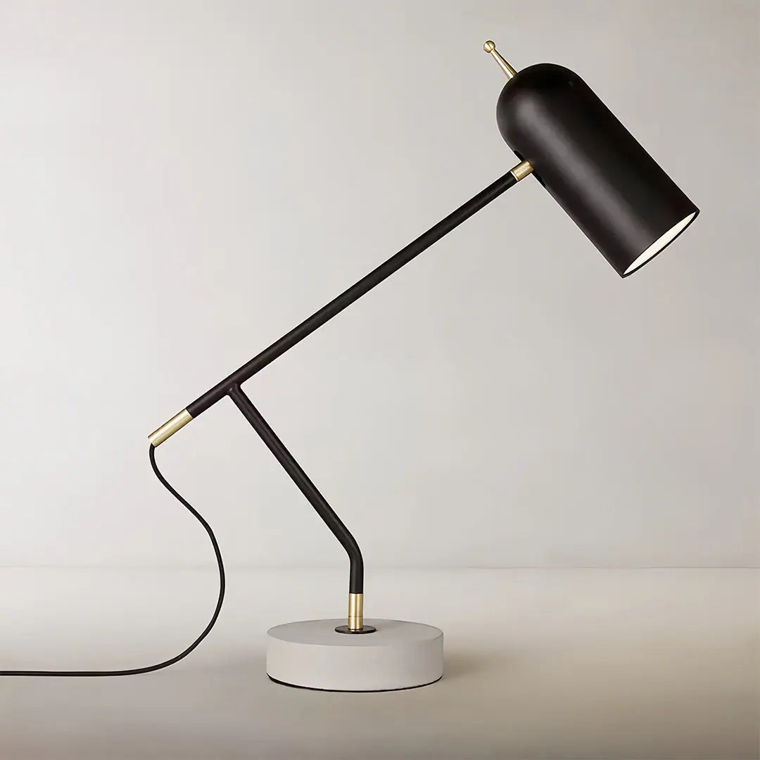Elegant Modern Black Desk Lamp with Marble Base - Minimalist Office Reading Light Luxe