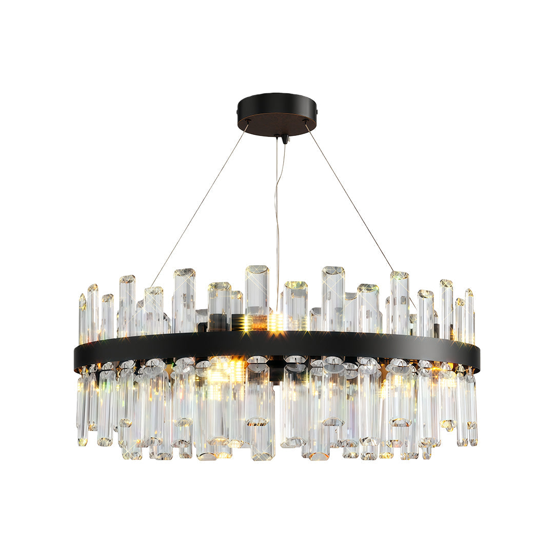 Geometric Crystal Chandelier — Copper-Iron Frame, E14, 23.6" or 31.5", Black / Chrome / Copper