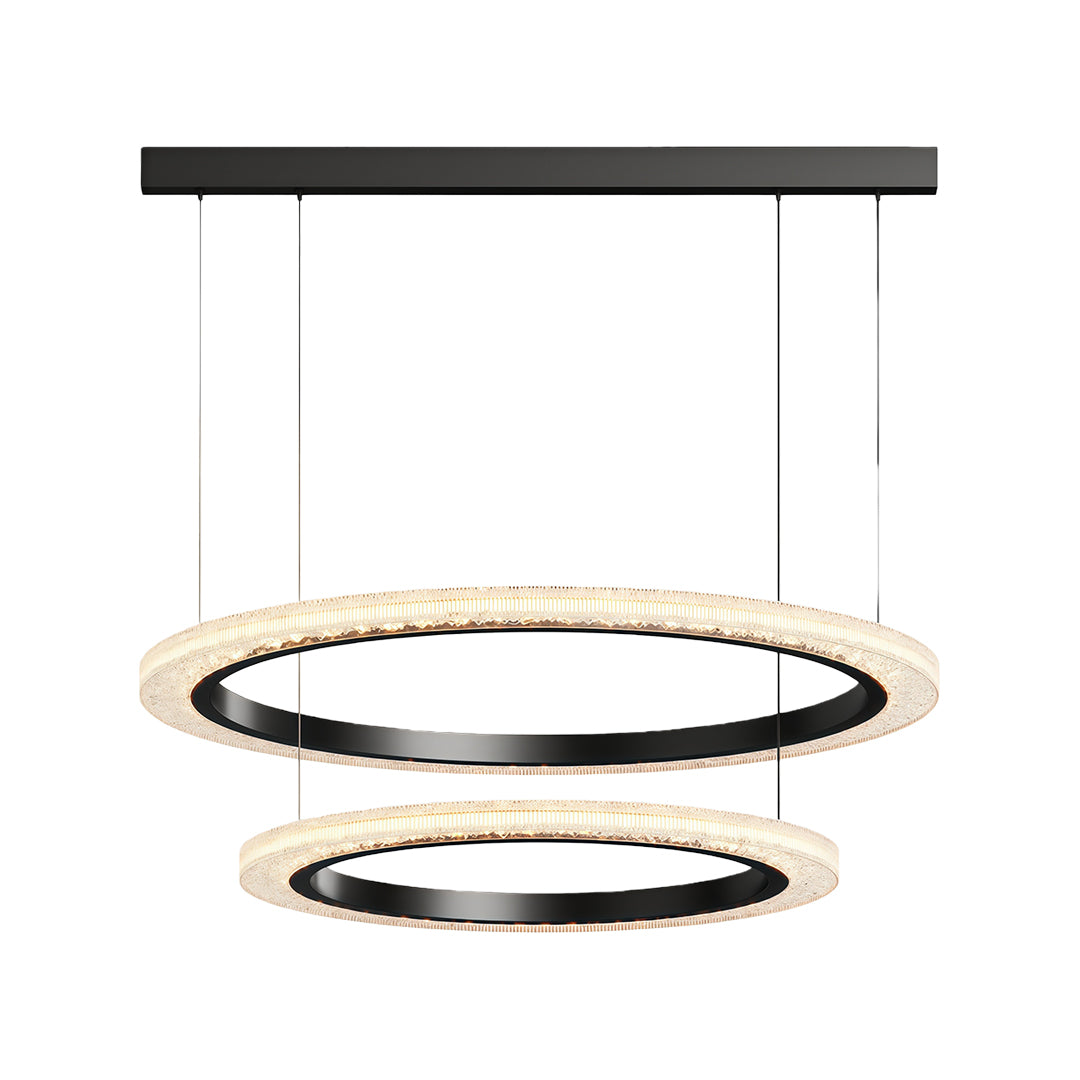 Round Ring Chandelier — Aluminum & Acrylic, 23.6"–31.5", Single/Double/Triple, Three-Color Dimming, Copper/Nickel/Black