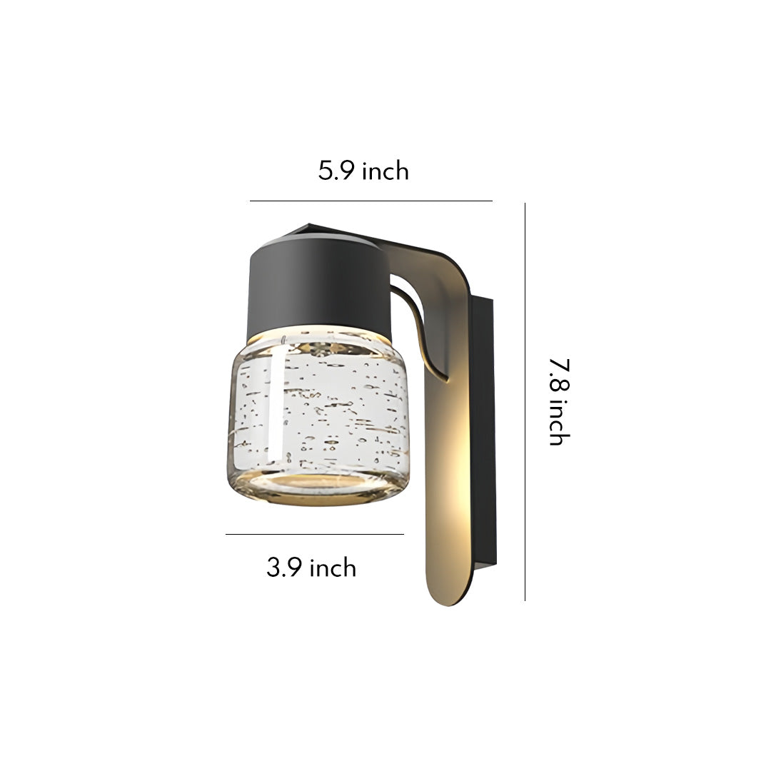 Minimalist Outdoor Wall Sconce — Black Stainless Steel, Clear Glass, 12W LED, IP65, Optional Motion Sensor
