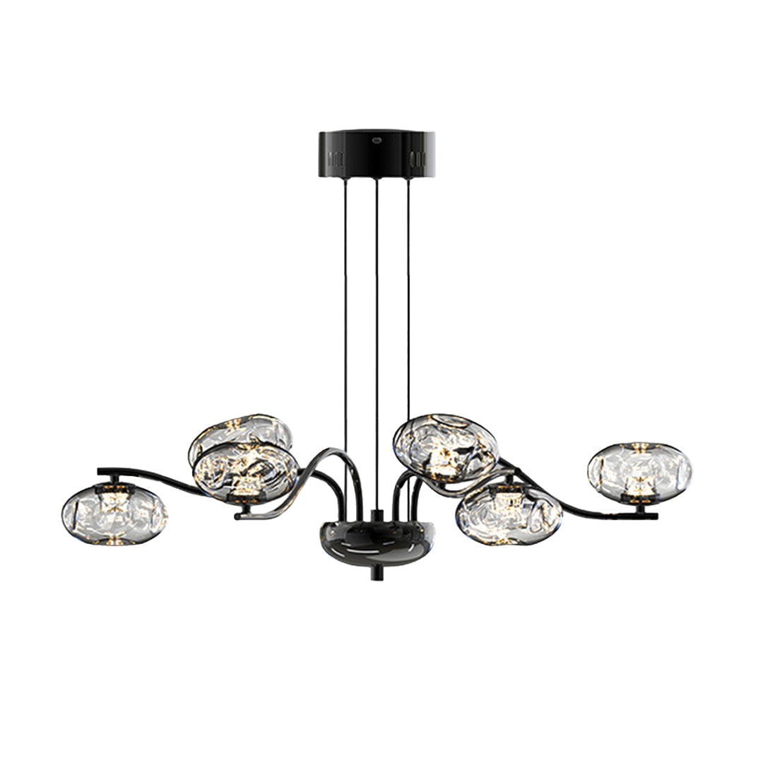 Magic Bean Modern LED Chandelier — Nanoclear Glass, 9- or 16-Light, Three-Color Dimming, Ra≥97 Full Spectrum, Black or Copper