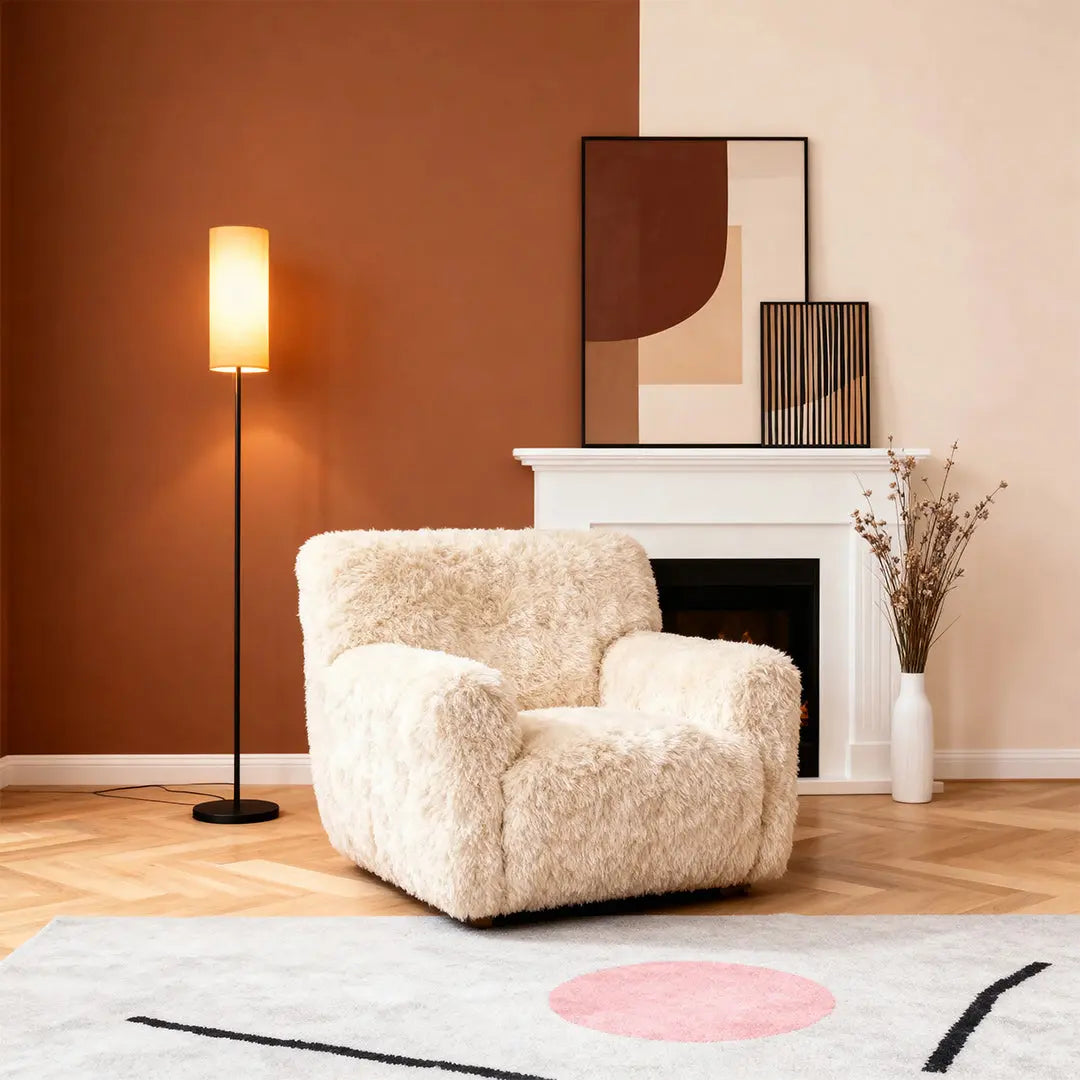 Artistic Linen-Covered Black Wrought Iron Floor Lamp Luxe