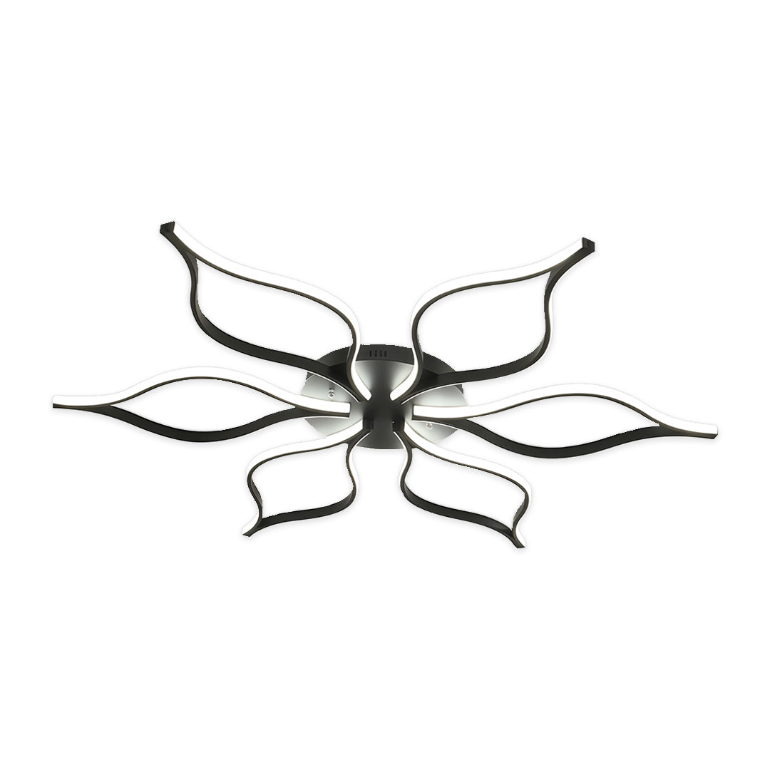 Minimalist LED Flush-Mount Ceiling Light — Black Iron, 120W / 160W, 43" or 47", Dimmable, Remote Control