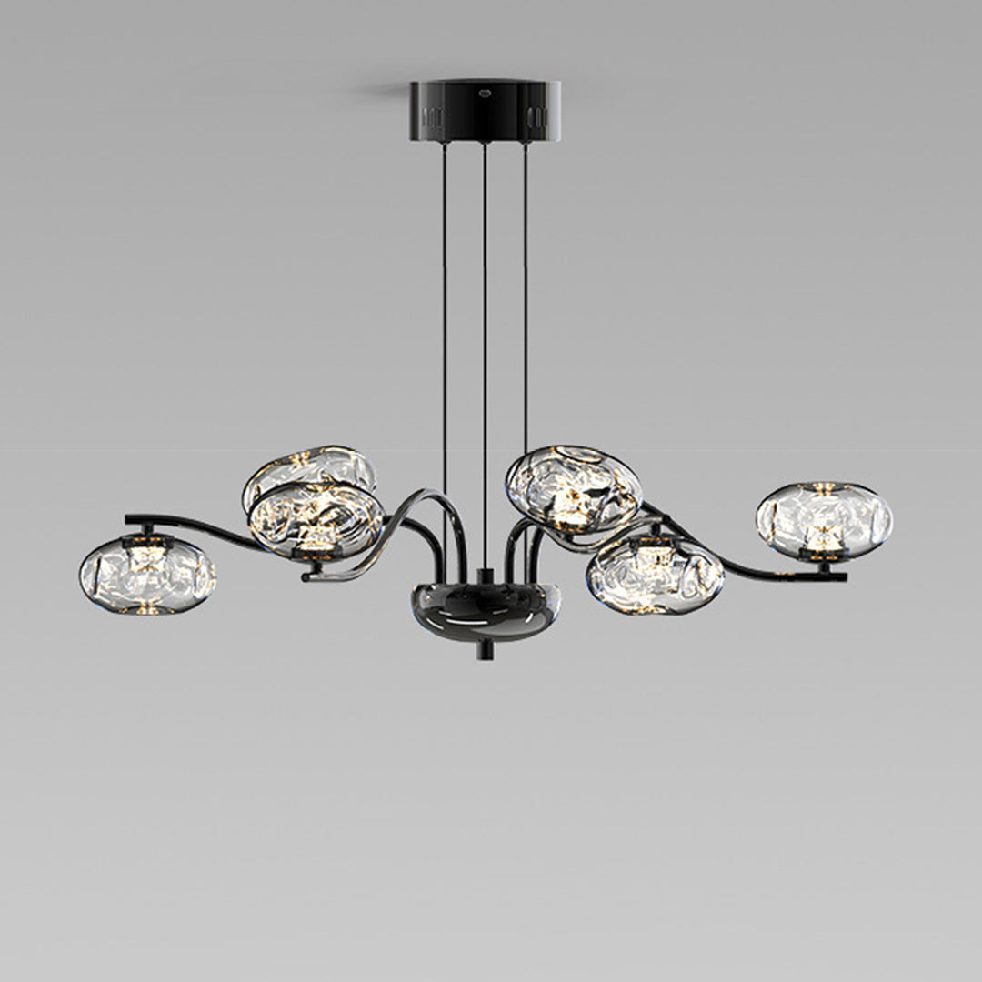 Magic Bean Modern LED Chandelier — Nanoclear Glass, 9- or 16-Light, Three-Color Dimming, Ra≥97 Full Spectrum, Black or Copper