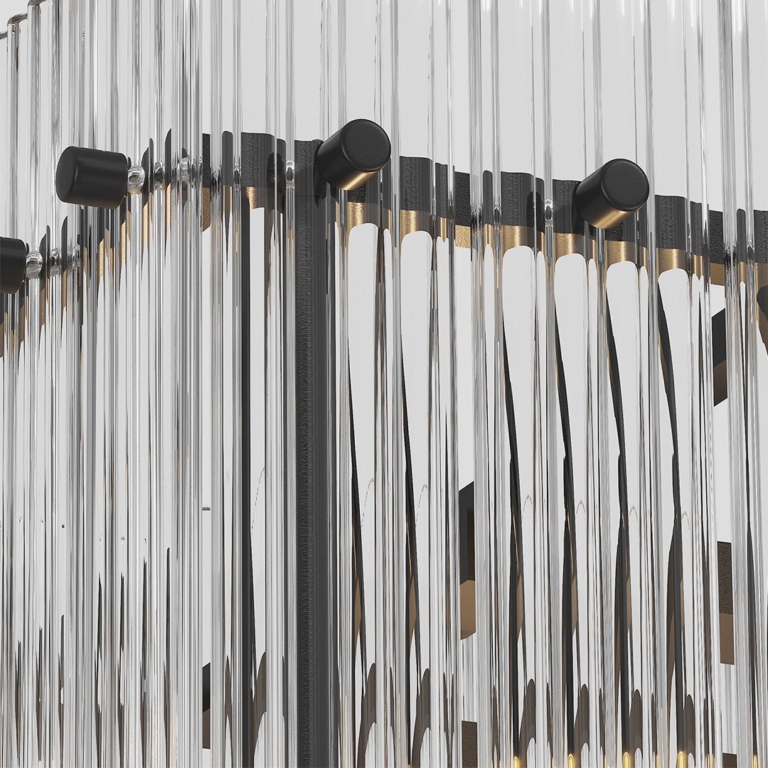 Iron and Glass Chandelier — Black or Copper Finish, 8-Light / 10-Light, 59.1" Adjustable Chain, E12