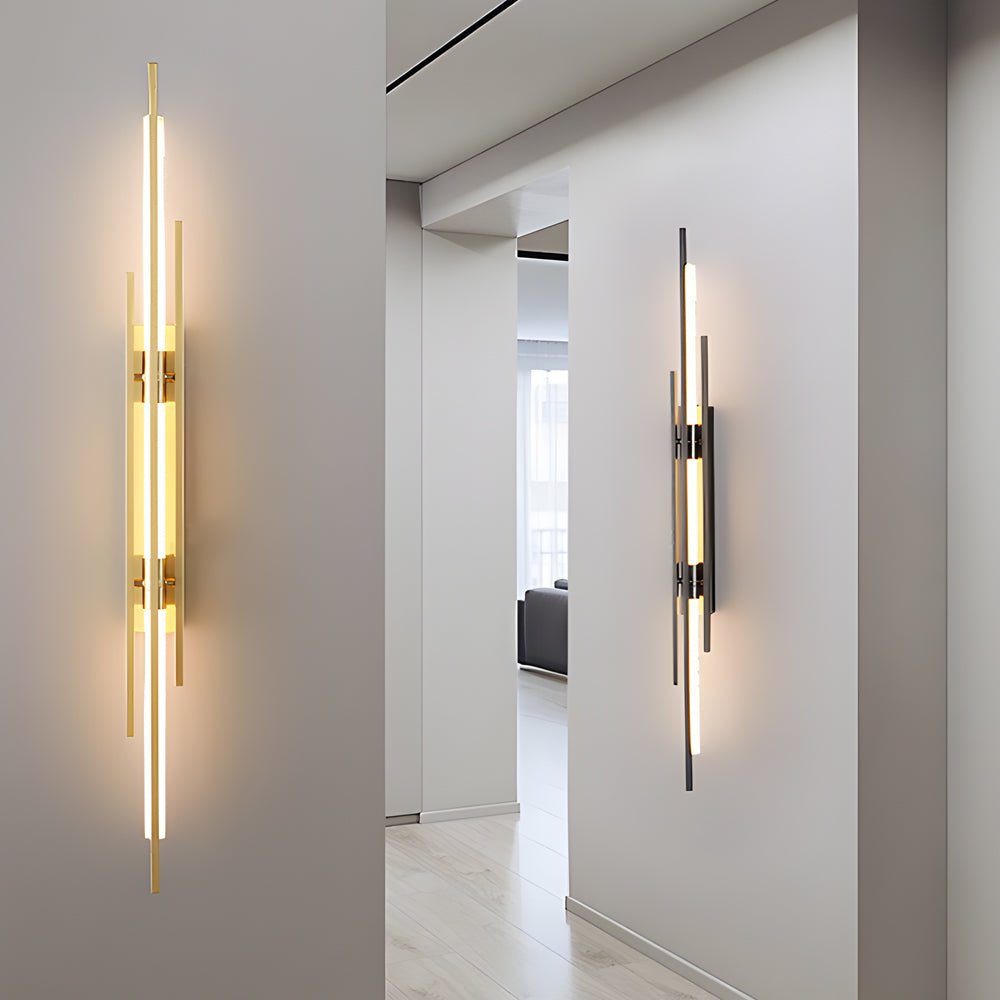 Modern Linear Wall Sconce — Black, Gold, or Copper Iron and Acrylic, LED, 3000K / 4000K / 6000K, Hardwired