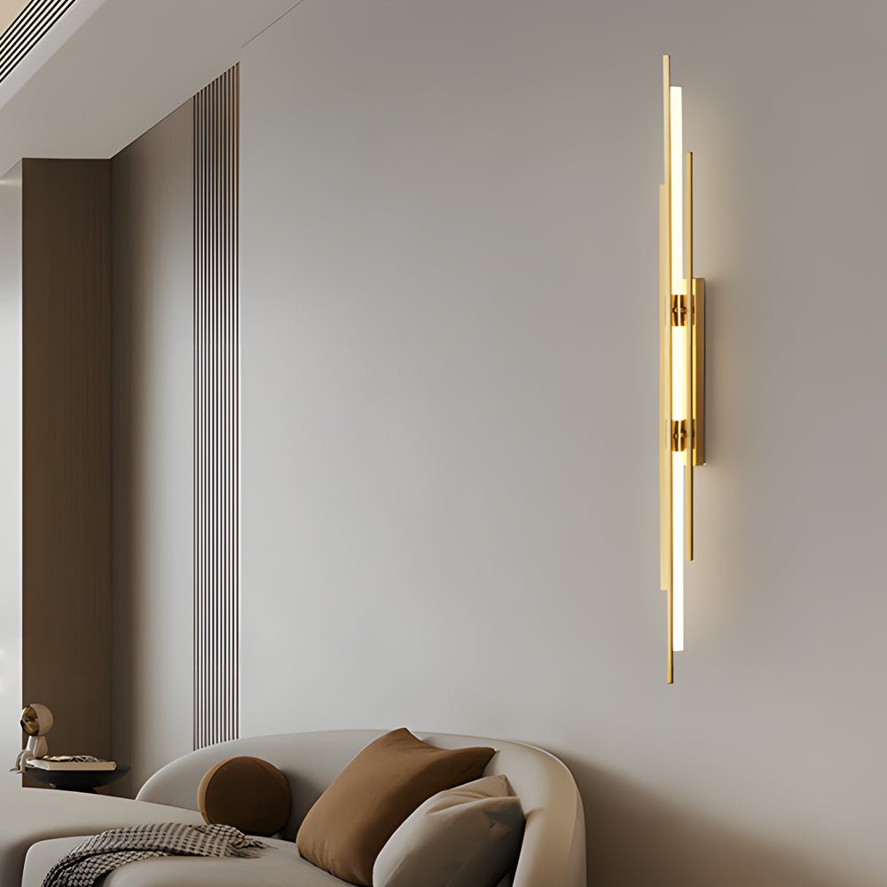 Modern Linear Wall Sconce — Black, Gold, or Copper Iron and Acrylic, LED, 3000K / 4000K / 6000K, Hardwired