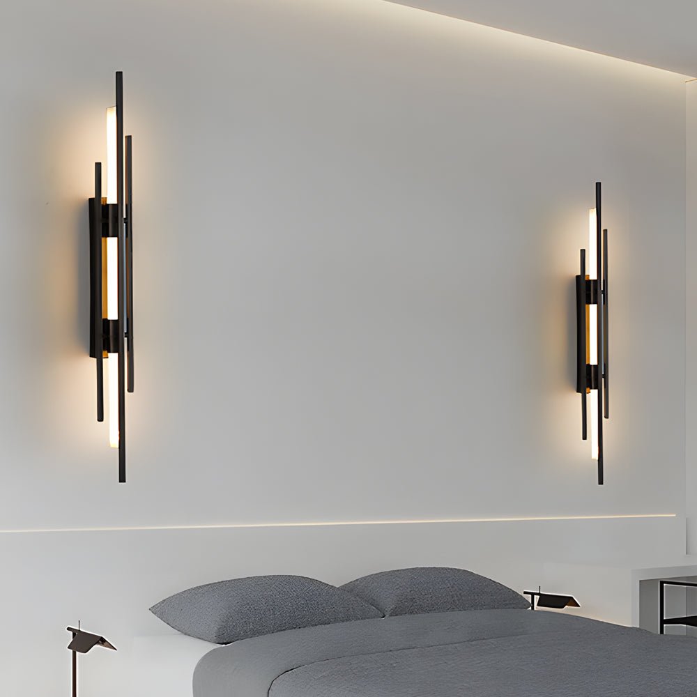 Modern Linear Wall Sconce — Black, Gold, or Copper Iron and Acrylic, LED, 3000K / 4000K / 6000K, Hardwired