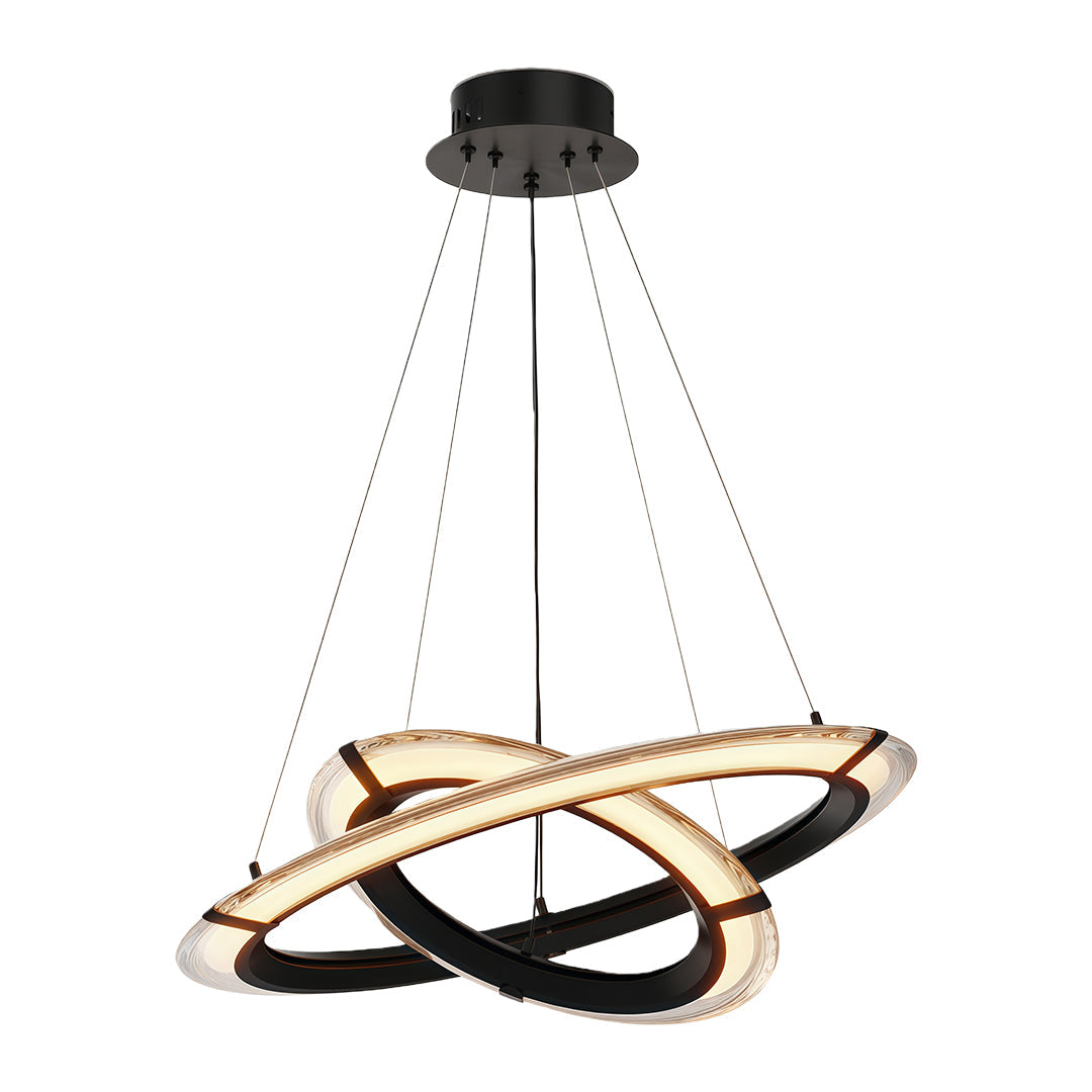 Modern Round Ring Chandelier — Aluminum, LED, Three-Color Dimming (3000K/4500K/6000K), Single, Double, or Triple-Head