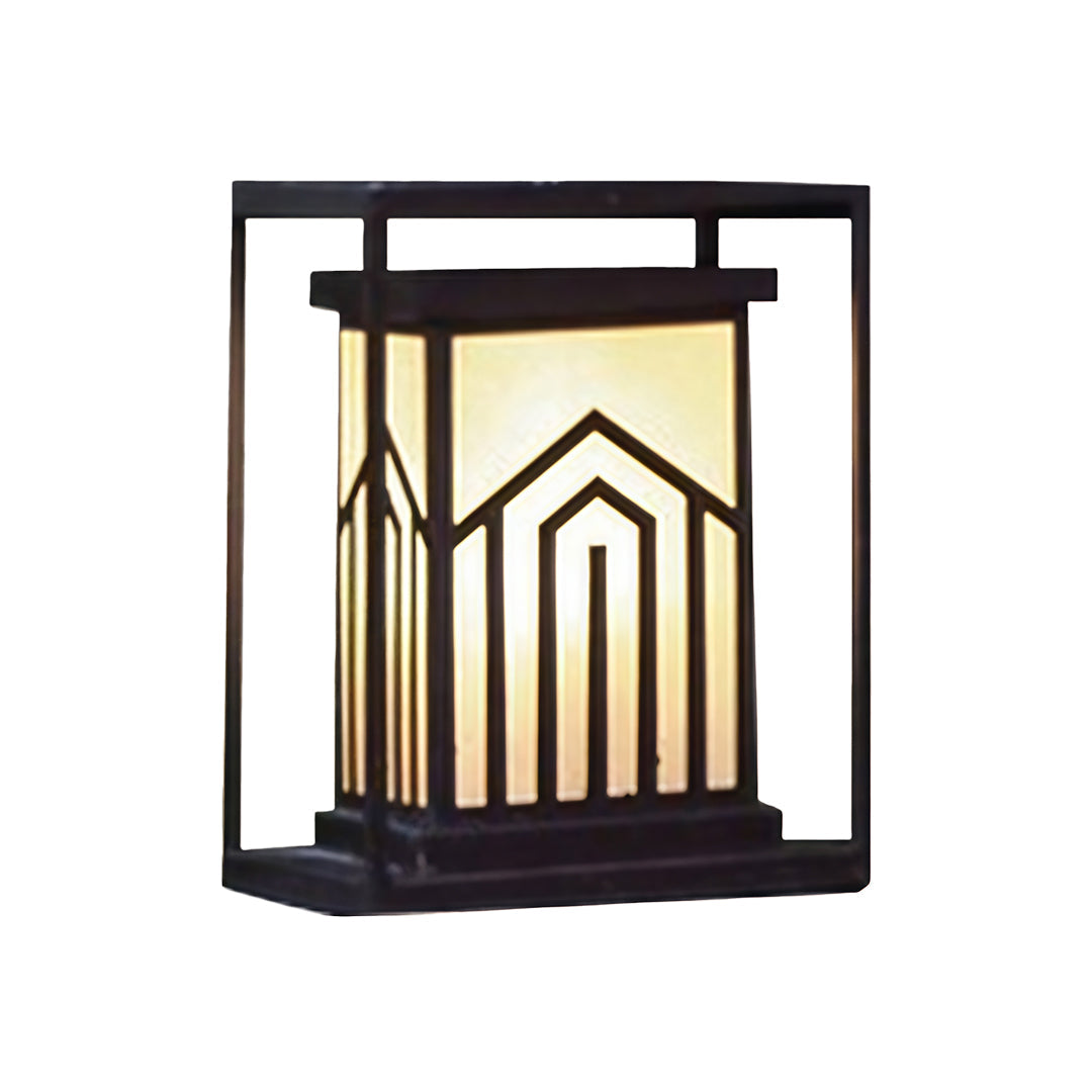 Marble-Effect Outdoor Lantern Path Light — Black Stainless Steel, Solar / Hardwired, IP65, 4 Sizes