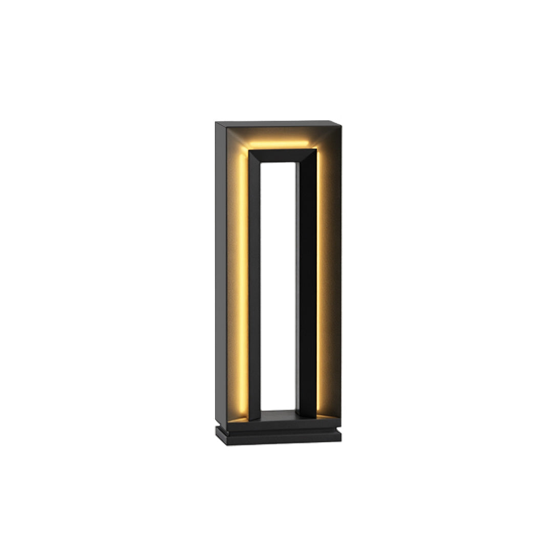 Square Minimalist Outdoor Bollard Light — Stainless Steel & Acrylic, 12W LED, IP65, Solar or Hardwired