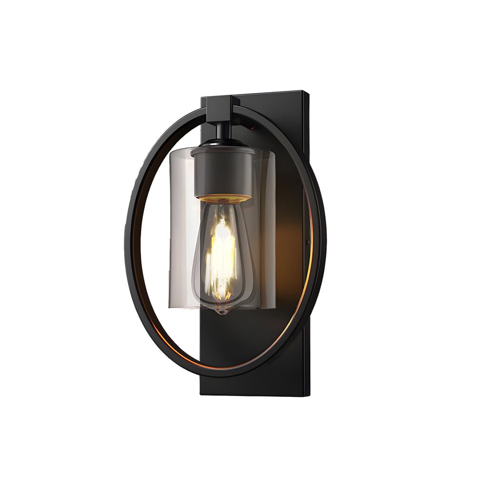 Industrial Black Wall Sconce — Iron and Glass, Tungsten, Up/Down, Bathroom and Entryway