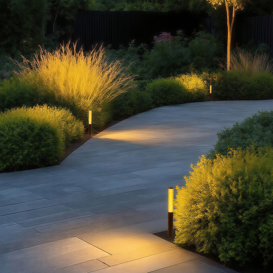 Minimalist LED Bollard Garden Light — Aluminum, High-Transparency Glass, IP65, Ra90, 4 Heights