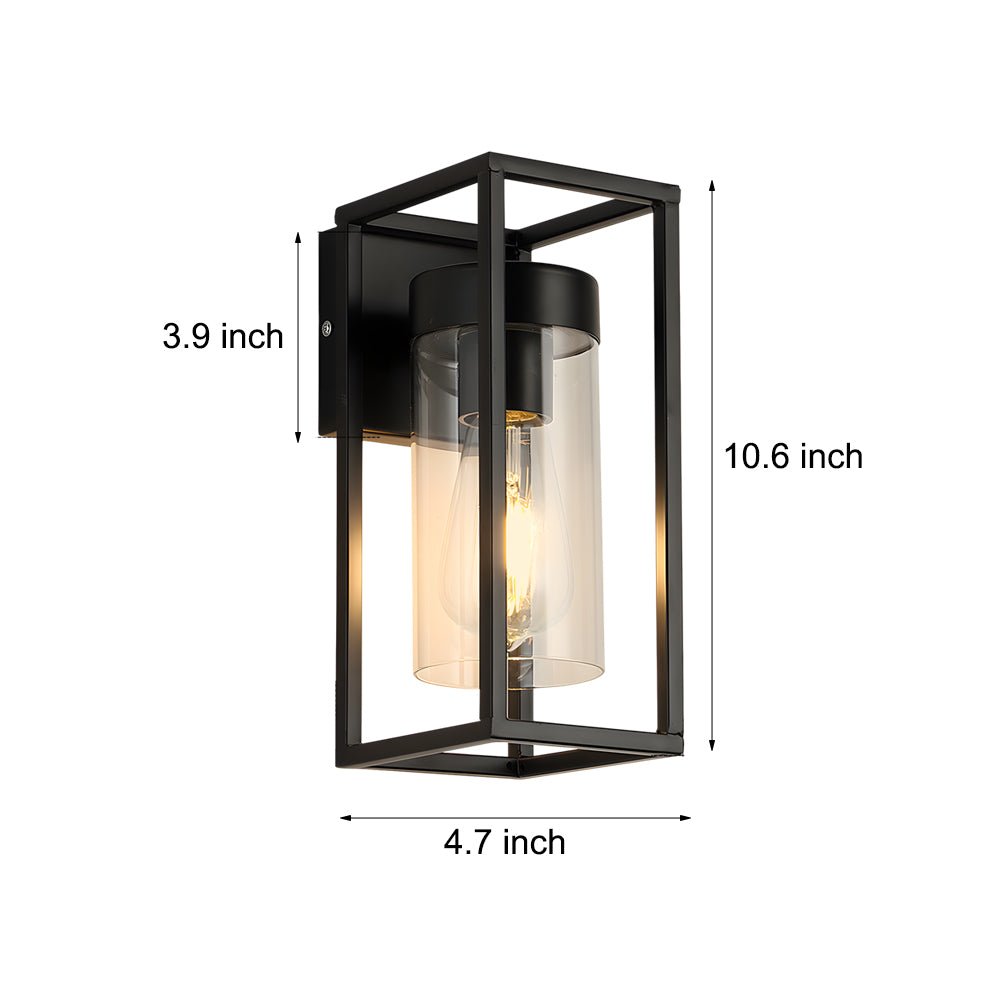 Industrial Retro Wall Sconce — Matte Black Iron, Clear Glass, Hardwired, LED, 3000K