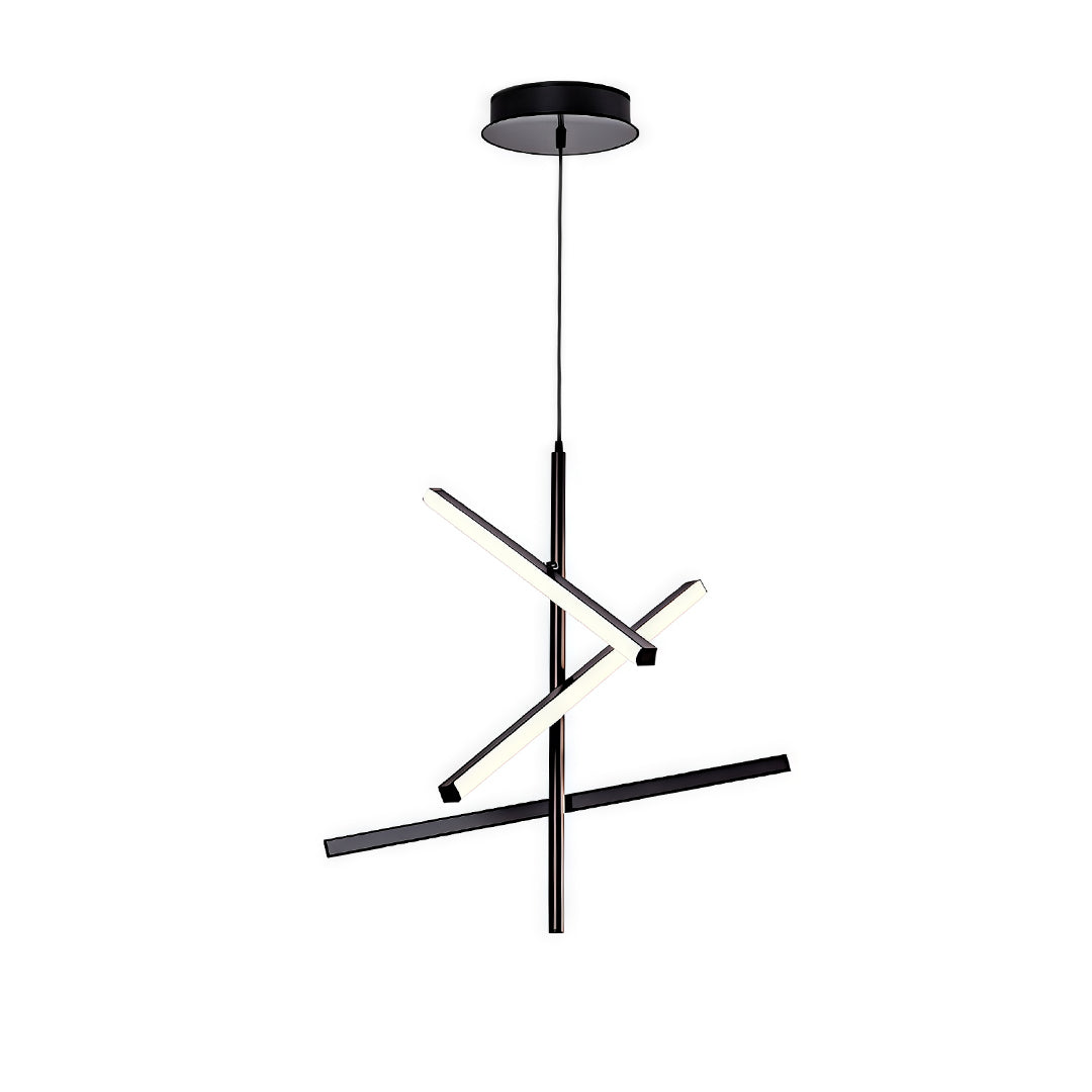 Adjustable Iron Linear Chandelier — Black or White, 3-Light or 5-Light, 25W/50W LED, Three-Color Dimming, Silicone Shade