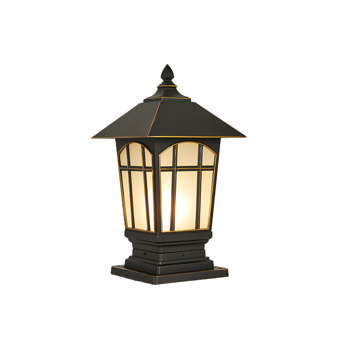 Classical Outdoor Pillar Light — Aluminum, Clear Glass, E27, IP65, 12W, 3000K Warm White