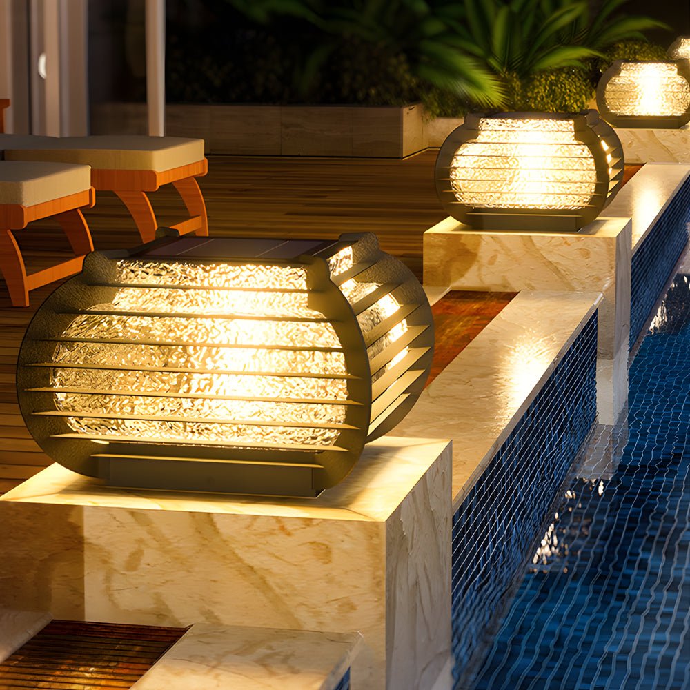 Black Lattice Outdoor Post & Pier Mount Light — Stainless Steel, Solar / Hardwired, IP65, 3000K