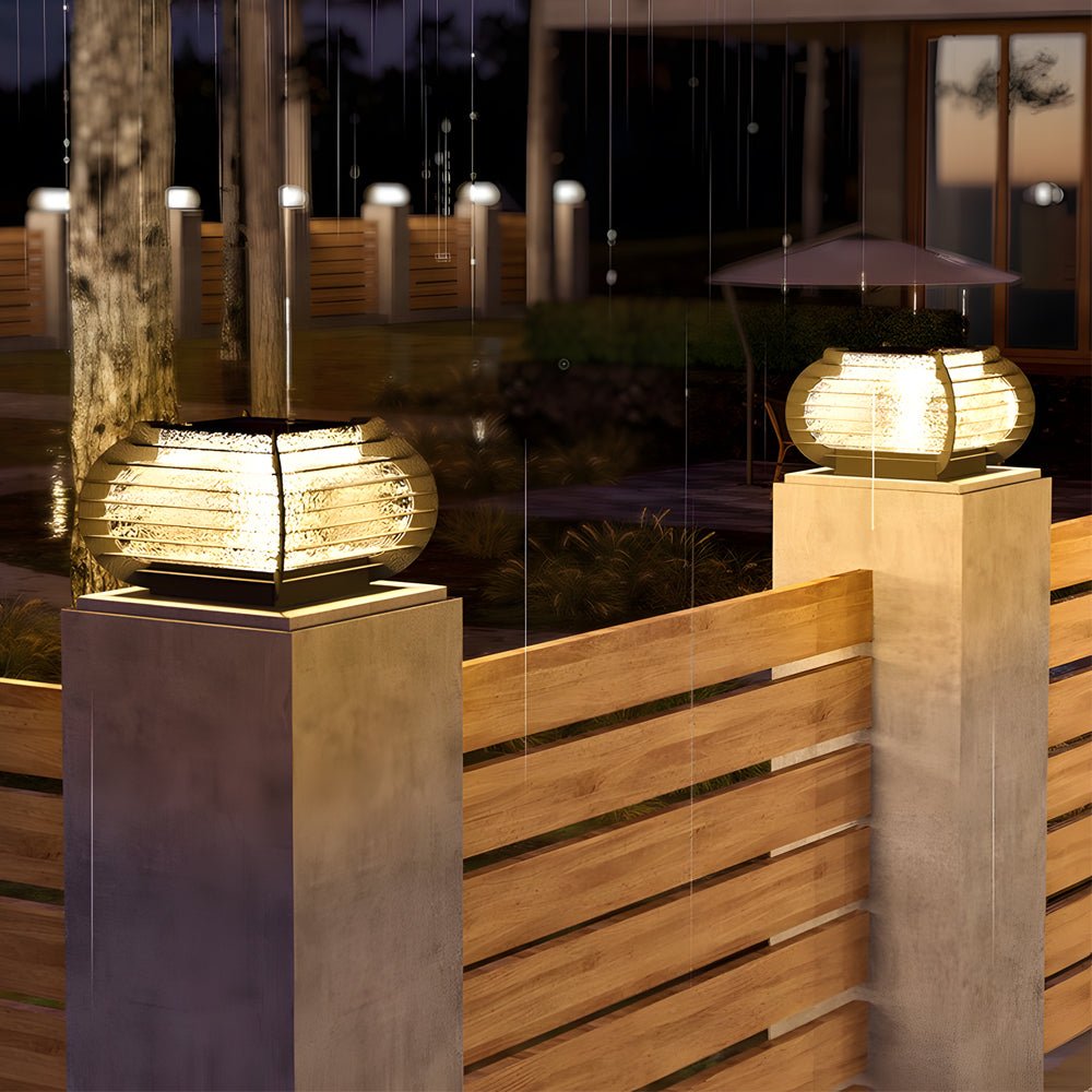 Black Lattice Outdoor Post & Pier Mount Light — Stainless Steel, Solar / Hardwired, IP65, 3000K