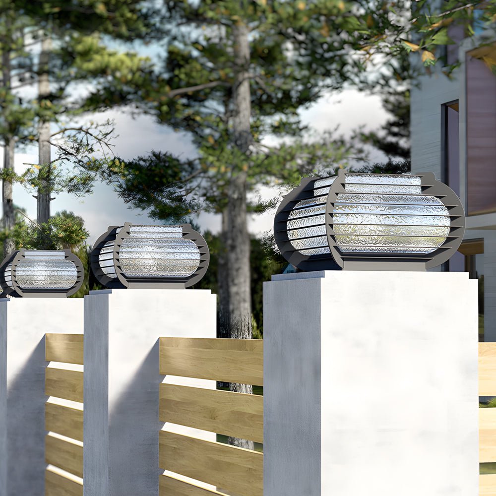 Black Lattice Outdoor Post & Pier Mount Light — Stainless Steel, Solar / Hardwired, IP65, 3000K