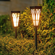 Flame-Flicker Solar Path Light — Aluminum, LED, IP55 Weatherproof, Dusk-to-Dawn